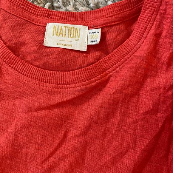 Nation LTD Steffi Mini Dress Size XS Red Flutter Sleeve Cotton - Picture 6 of 7